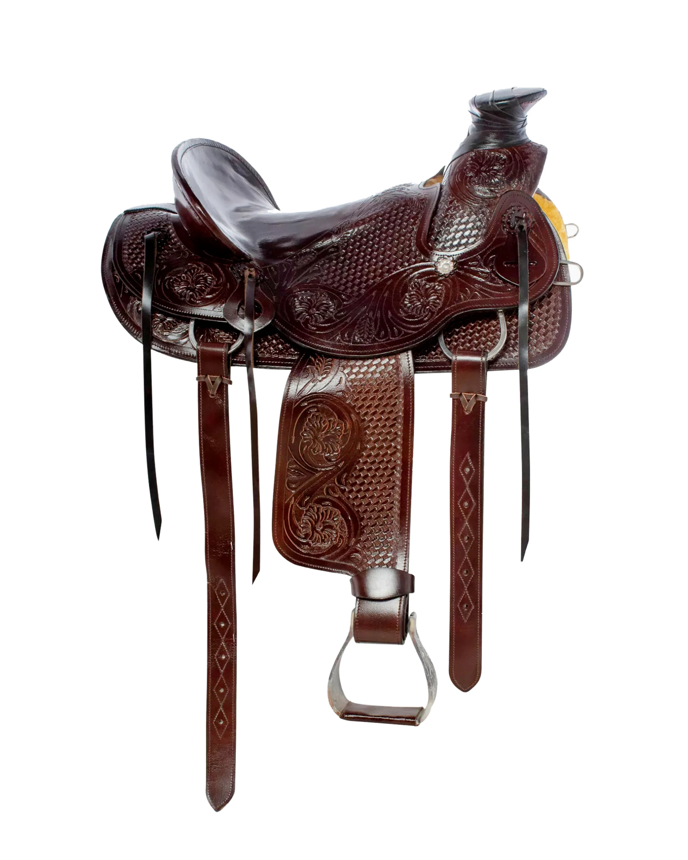 High Quality Custom Made Western Horse Cow Hide Saddle With Tack Set
