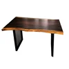 Vietnamese Cheap Restaurant Solid Raintree / Suar / Monkey Pod Live Edge Wooden Table Tops