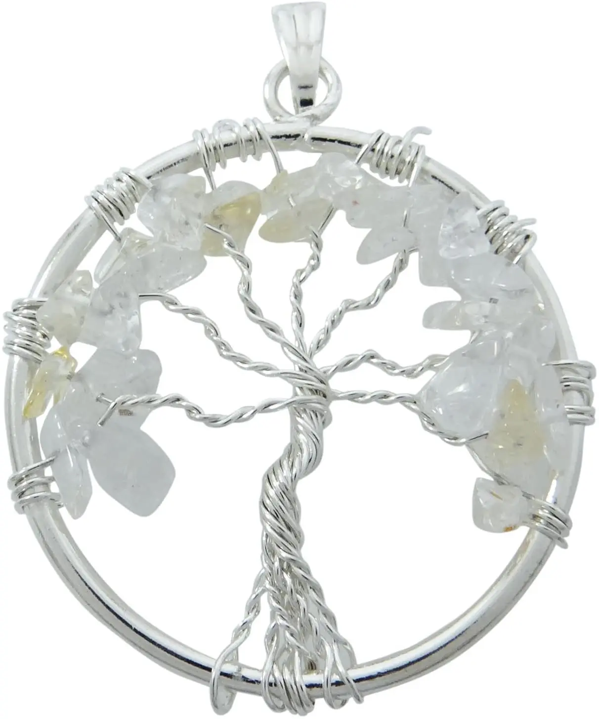 clear quartz tree of life necklace