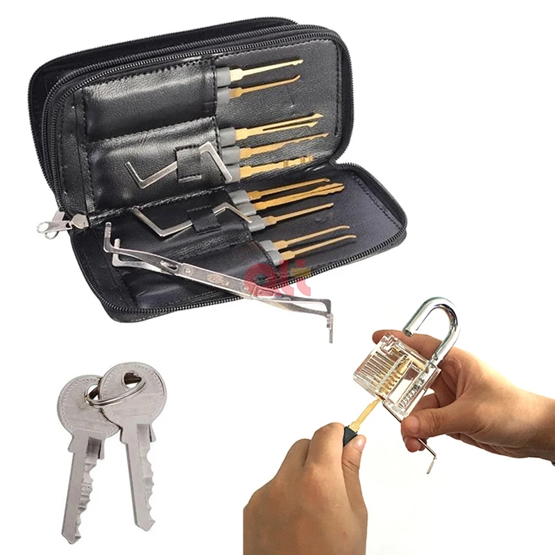 锁匠工具 24 件通用专业锁具套装锁匠用品透明实践锁采摘工具