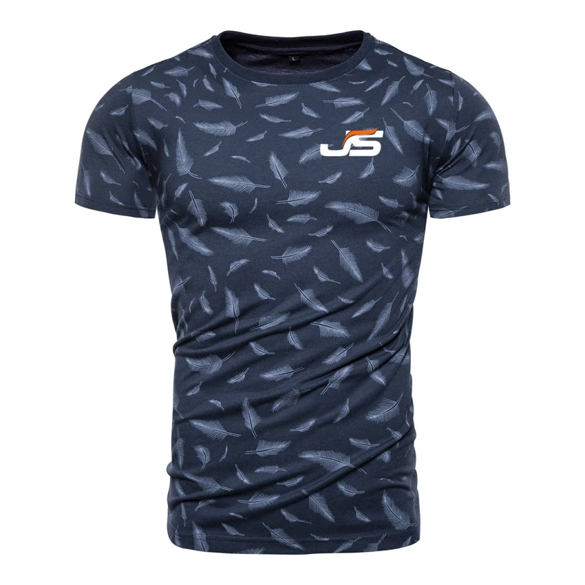 
New Summer 100% Cotton Feather Print T-shirt Men Sporting Gym Clothing O-neck Elasticity Men T Shirt Top-quality Tshirt Men 