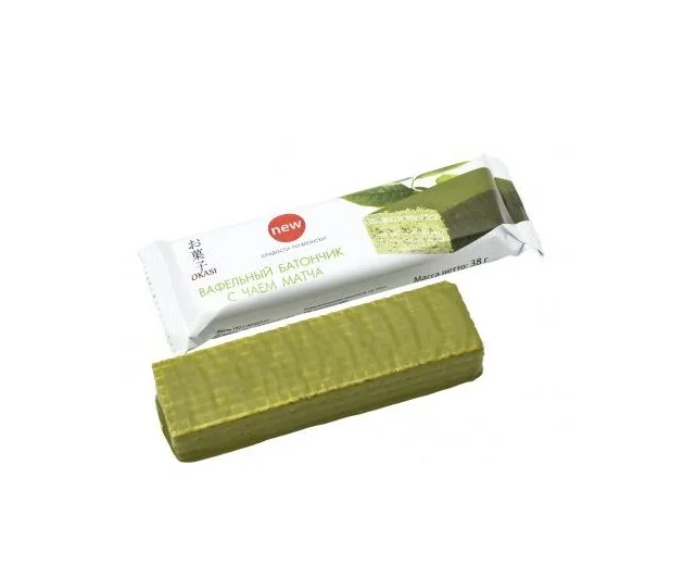 
38 g. Waffle Bar Okasi with Matcha Tea Japanese Sweets 