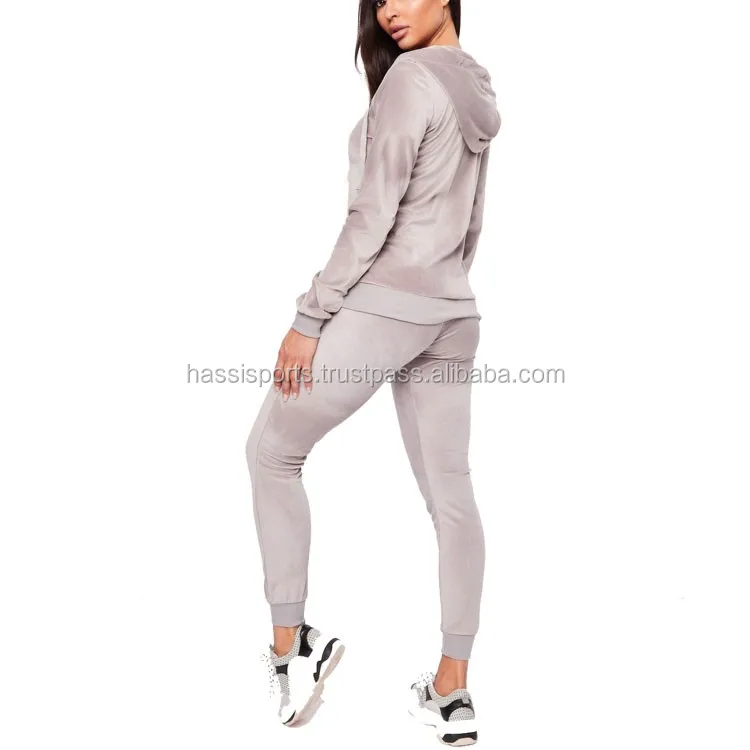 New Stylish Plain Cotton Bulk Velour Sweatsuit Custom Velvet Tracksuit