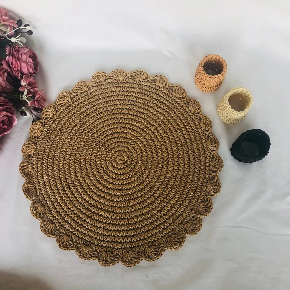 Handmade Raffia Crochet Circle Placemat Buy Placemat,Round Placemat