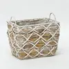 New product 2020 Unique White Color Water Hyacinth Wicker with Handles Rectangular Storage Basket