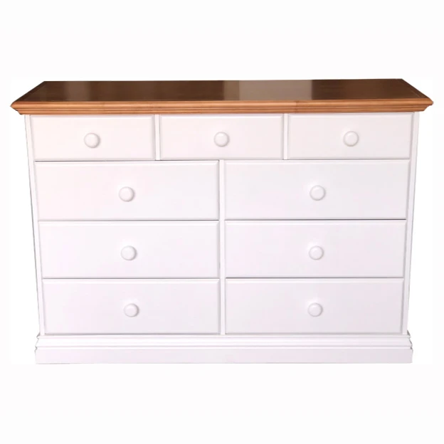 Solid Pine 9 Drawer Dresser White Honey Finish Buy Drawer