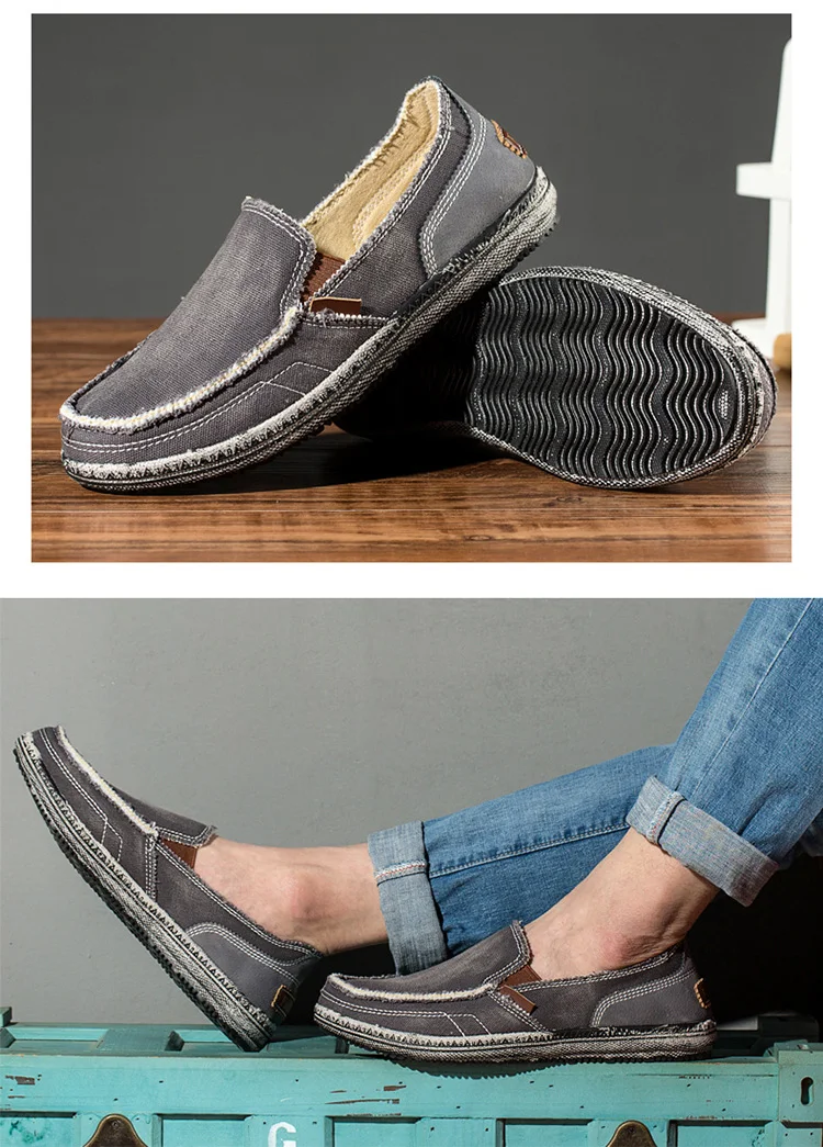 Driving Shoes For Men Breathable Casual Cloth Canvas Slip On Loafers ...