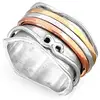 Beautiful 925 Sterling Silver Jewelry Solid Two Tone Handmade Spinner Ring For Women