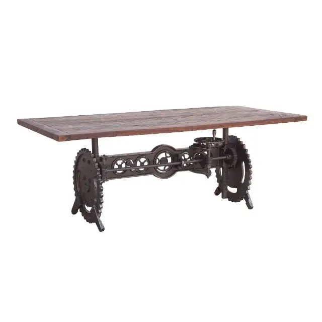 Industrial Steampunk Crank Dining Table With Reclaimed Wood Top Buy