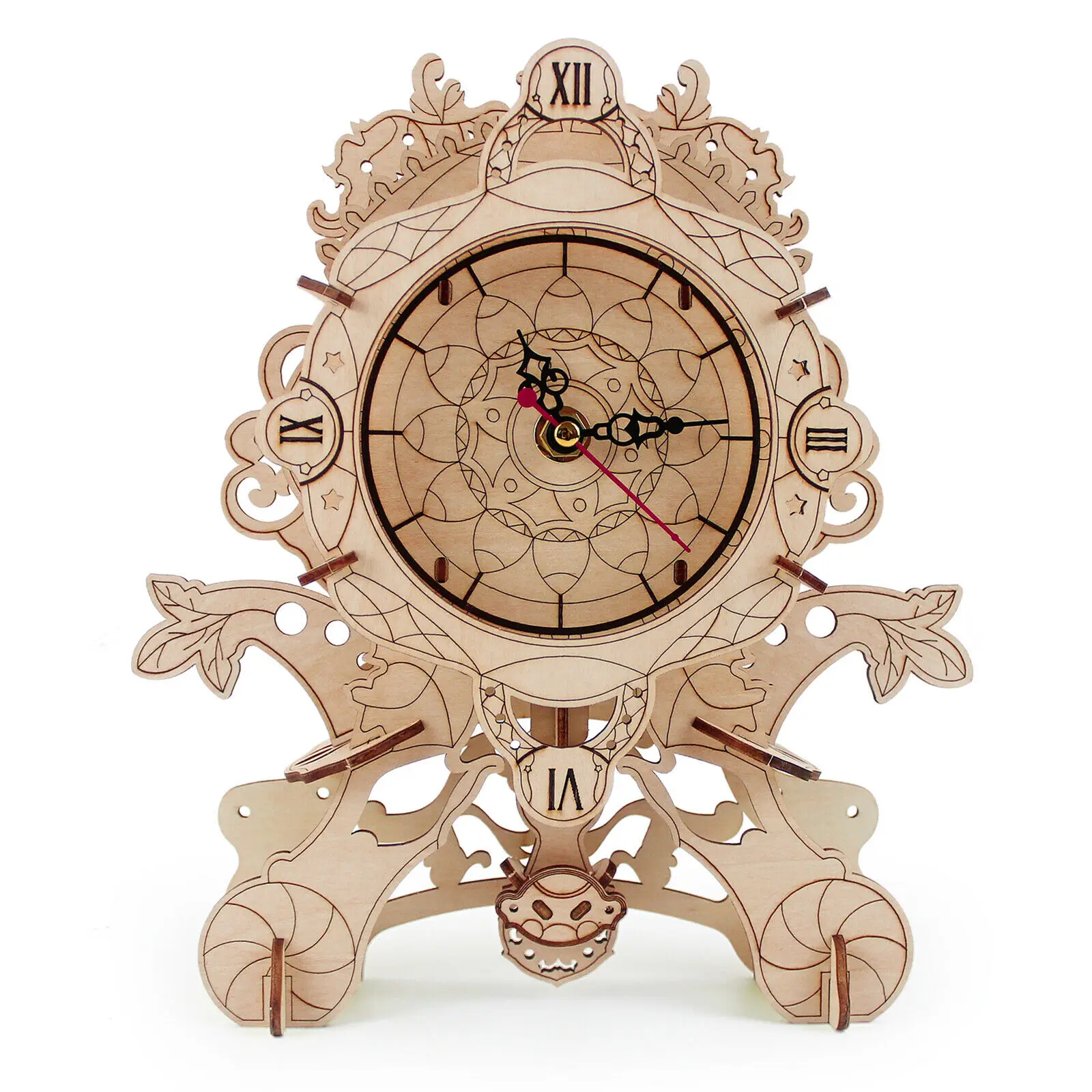 Diy 3d Wooden Puzzles Clock Model Building Kit Table Desk 2021 Toy For