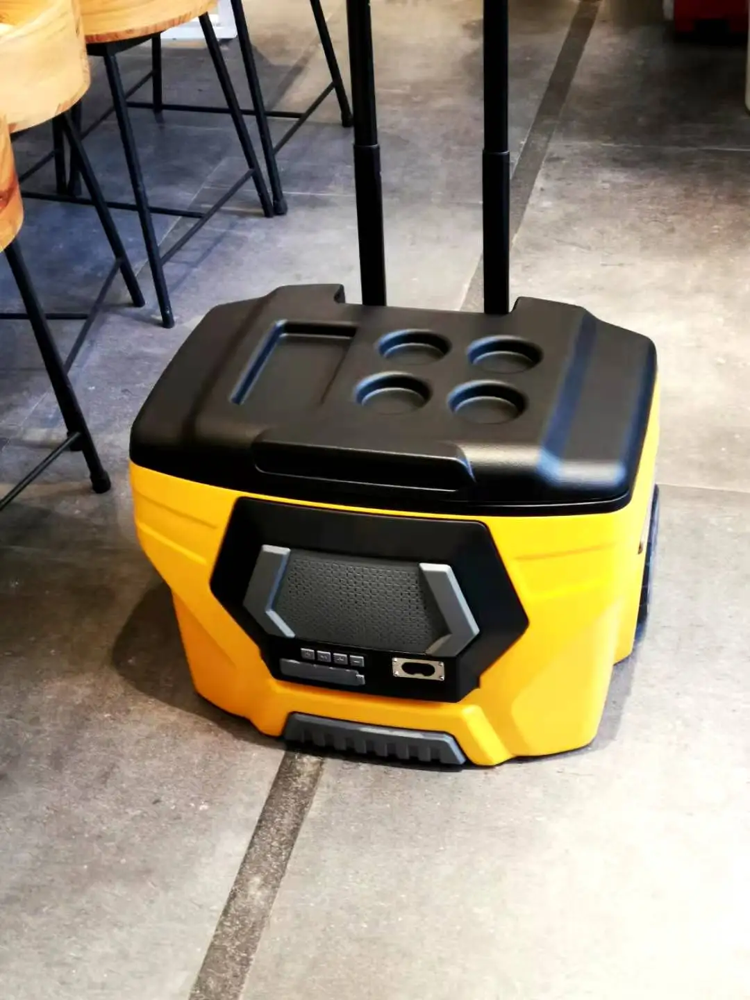 cooler with speakers and wheels