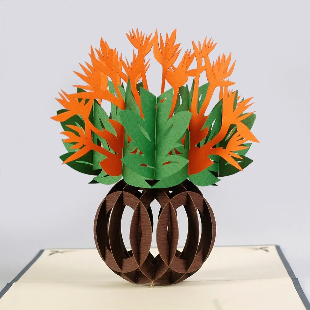 自定义 3d 弹出菊花 3d 手工贺卡纸花立体卡片 thank you pop up 卡