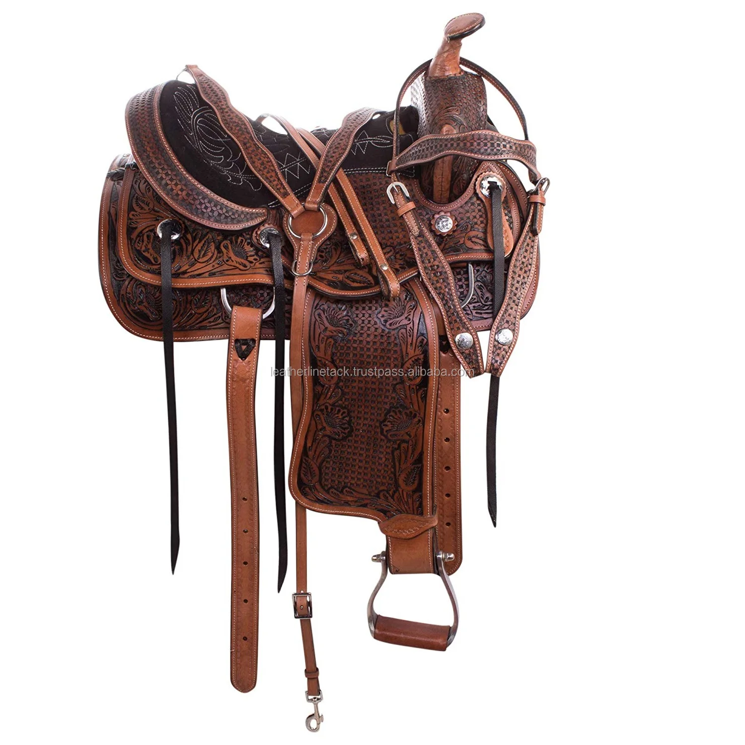 Natural Cowhide Western Leather Horse Saddle Comfy Seat Pleasure Trail ...