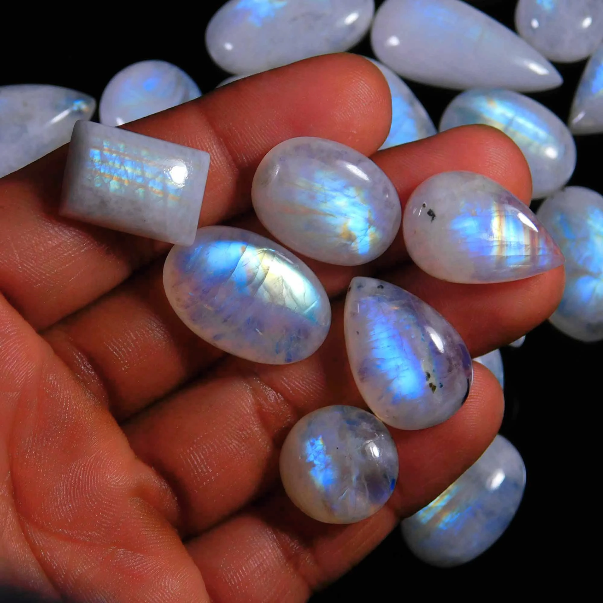 批发玻璃宝石月光石戒指珠宝手镯天然月光石宝石宝石100% 宽松宝石