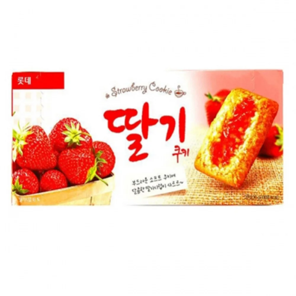 
Lotte Strawberry Cookie 230gx12ea, soft taste sweet bread milk digestive cream choco 