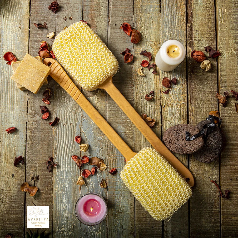 Sisal Bath Sponge With Handle By Ayseliza Cleaning Body Deeply Sponge
