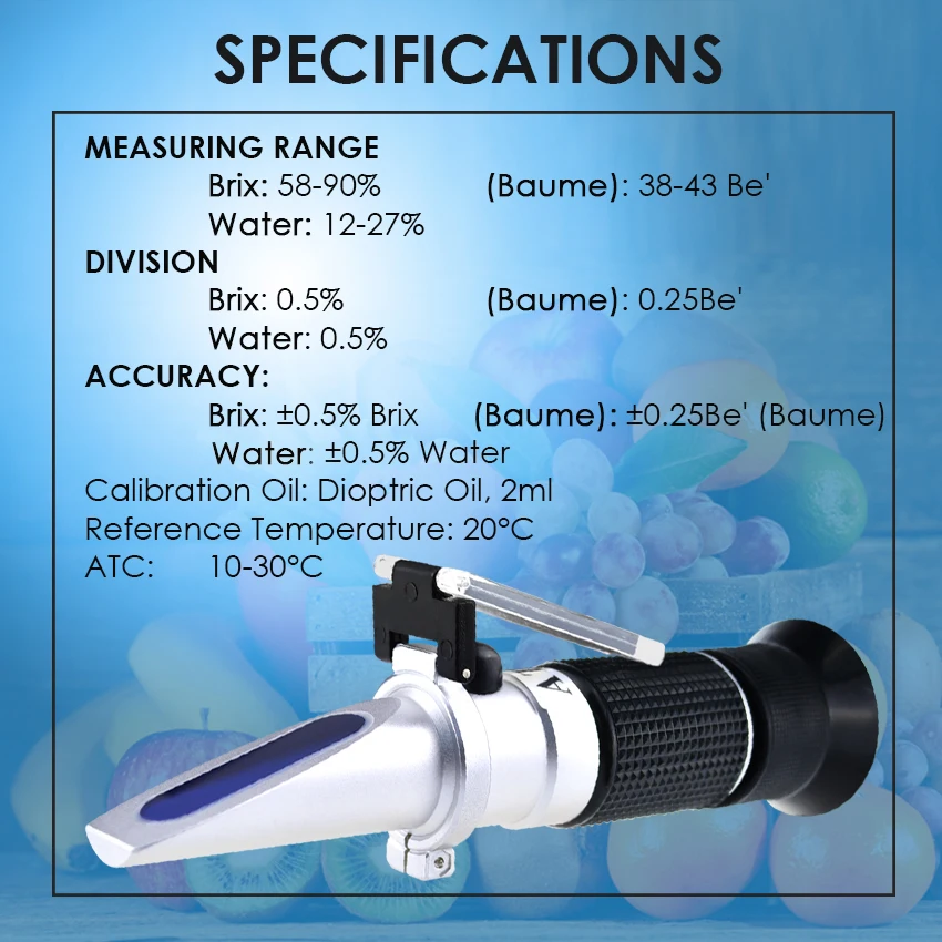 3in1 Honey Refractometer Brix/moisture/baume Tester Meter Atc,Triscale 5890/1227/3843be