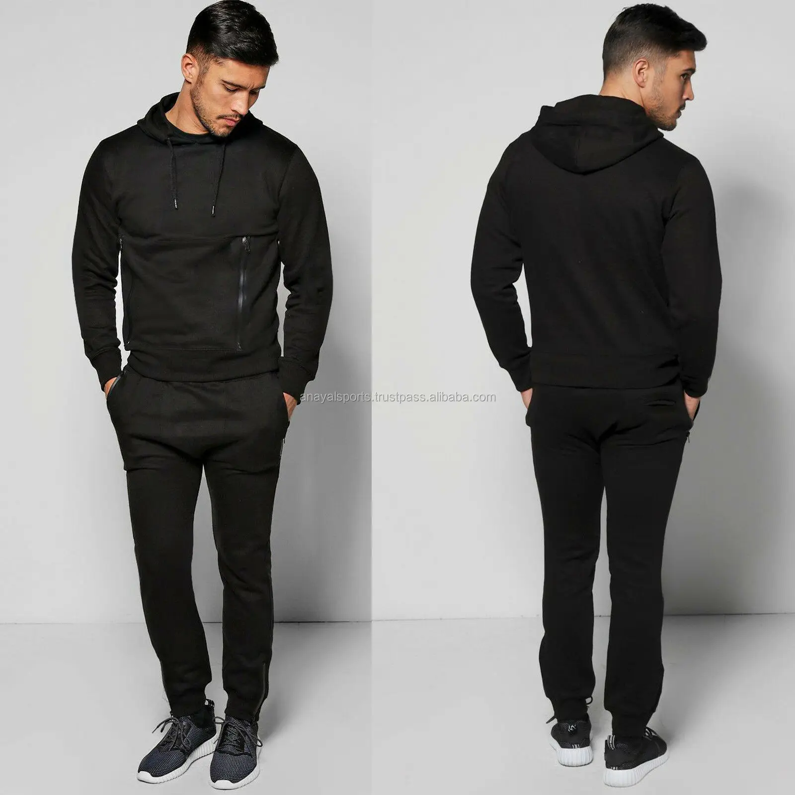 Mens King Black Full Tracksuit Slim Fit Joggers Custom Sweat Suits ...