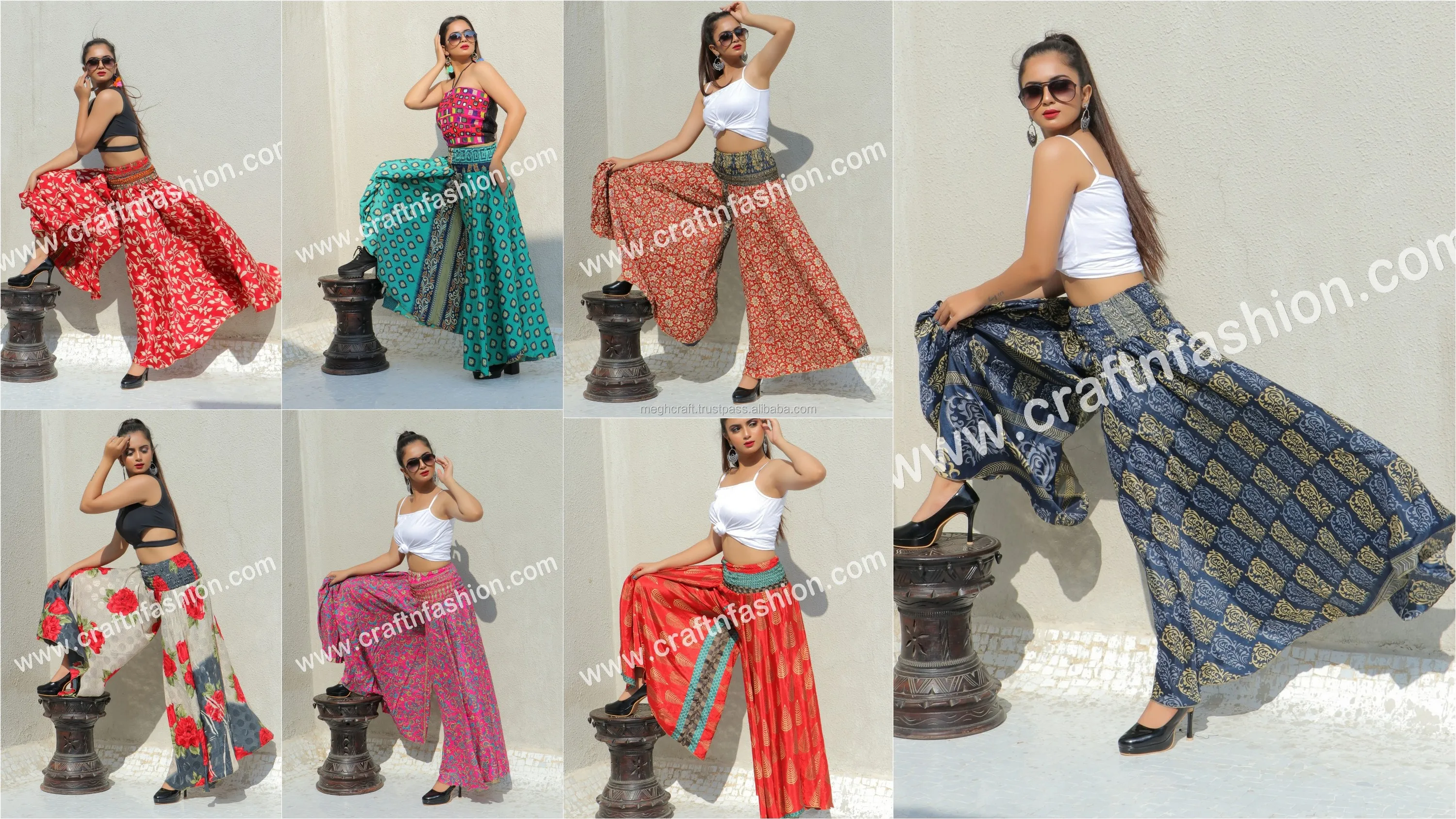 Boho Skirt western Style Silk Sari Tiered Ruffle Long Skirt