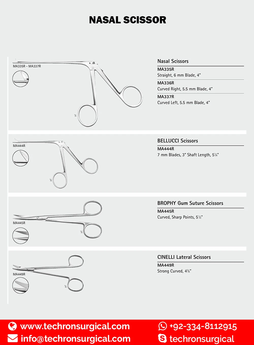 Belluci Micro Scissors For Turbinectomy Rhinoplasty/ent/plastic Surgery ...