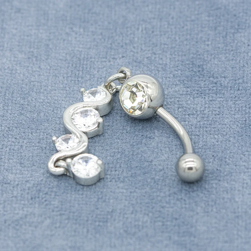 14g Curved Bar Externally Threaded Belly Piercing Rings Silver