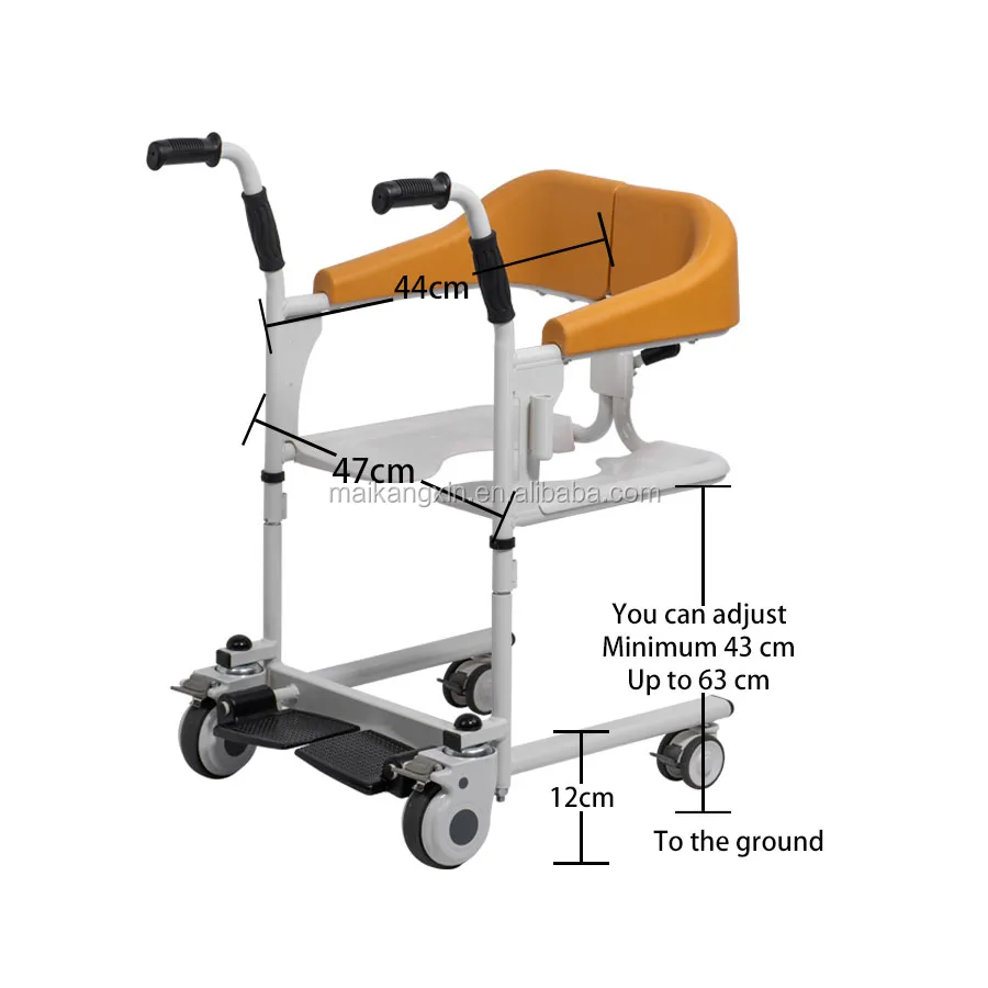 Waterproof Patient Transfer Commode Toilet Bath Wheel Chair For