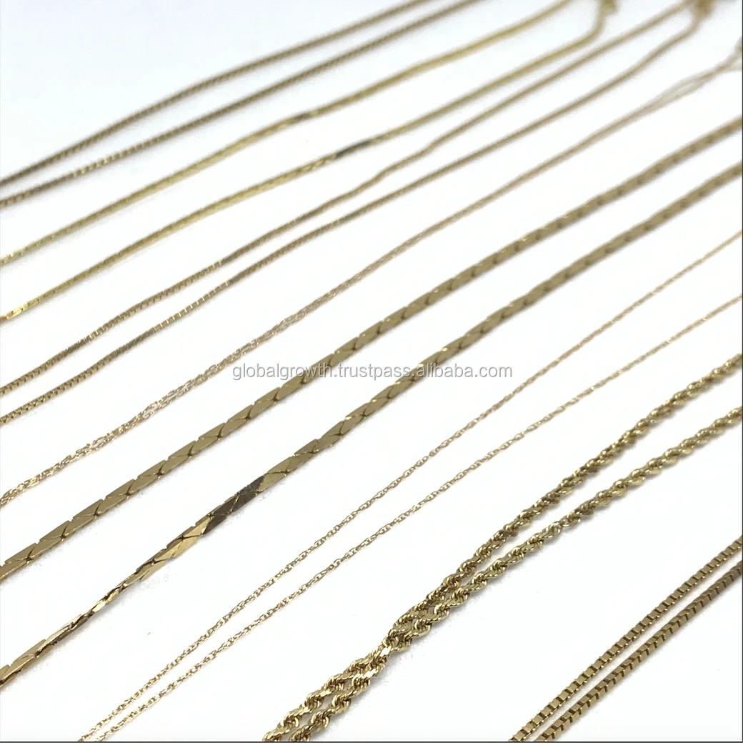 10k 14k 18k 22k 24k Solid Gold Chains 1mm 2mm 3mm Miami Cuban Links Box