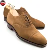 Brown Suede Oxford men's dress shoes, Brogue Genuine Leather Hand Made Formal Shoes, Customized New Product winter shoes