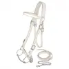 Adjustable White Leather Double Stitched Draft Horse Show Bridle