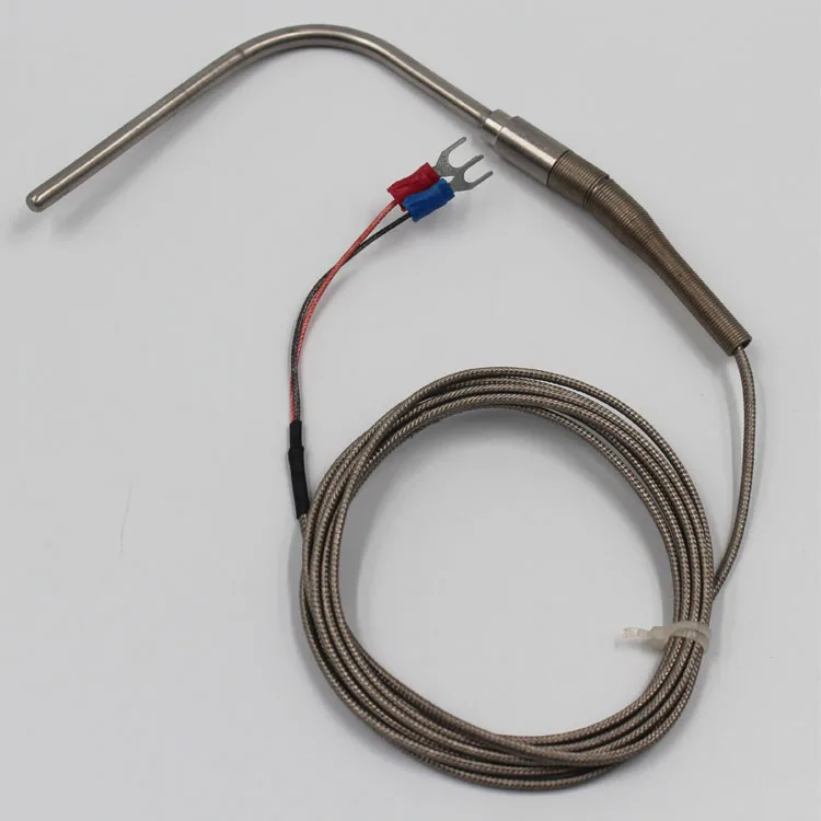 6*100mm SS probe K type Exhaust Gas Temperature sensor EGT sensor with 2m metal shield wire