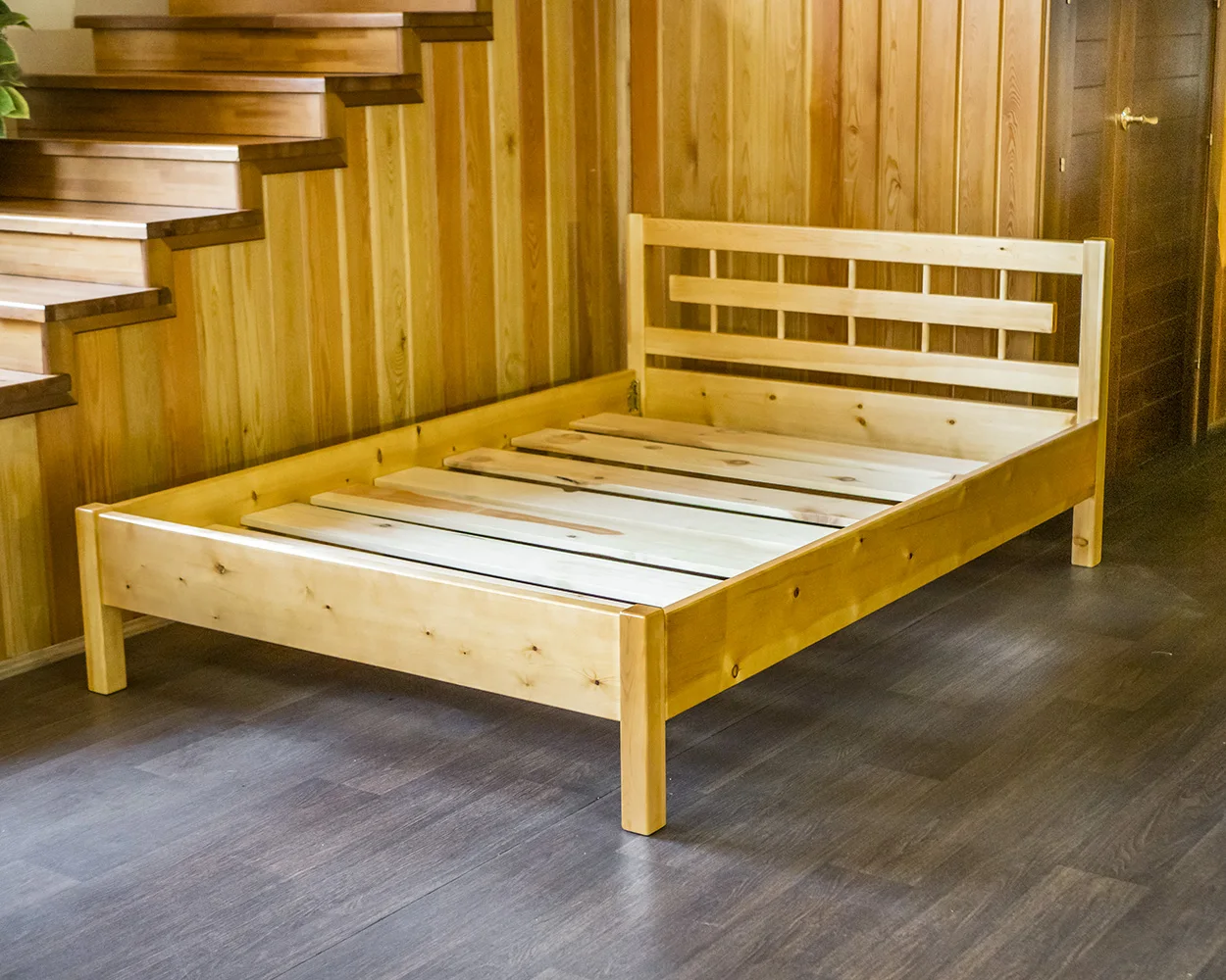 Rustic Bed "sophia" Living Room Wooden Furniture Of Solid Northern Pine