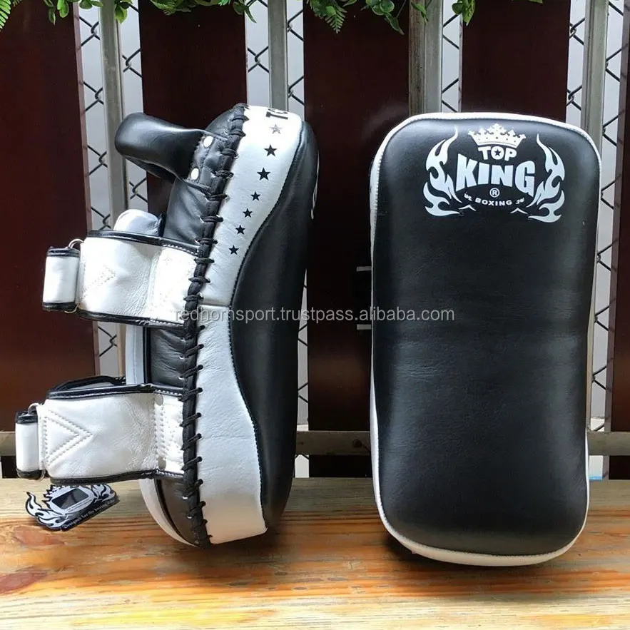Leather Muay Thai Pad Mma Kickboxing Training Curved Standard Kick Pads