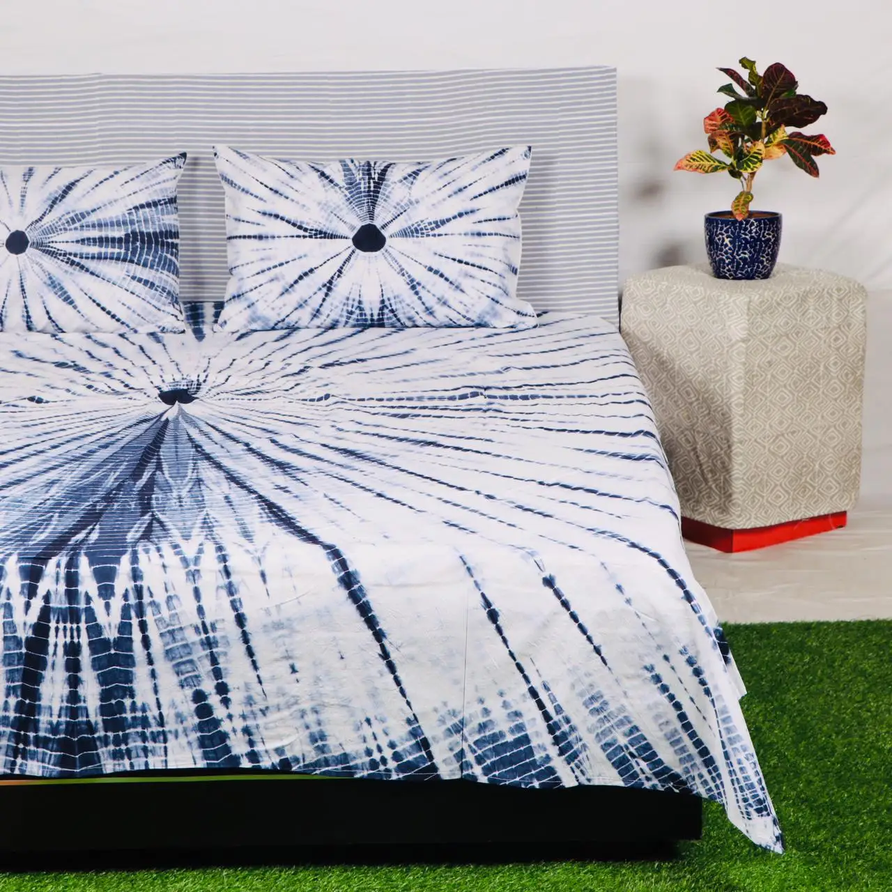 批发床单床上用品套装100% 手工纯棉扎染棉布床单设计师平单