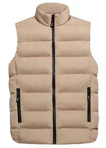 ARTFFEL Mens Winter Thicker Sleeveless Stand Collar Zip Front Down Quilted Coat Vest Jacket ARTFFEL Mens Winter Thicker Sleeveless Stand Collar Zip Front Down Quilted Coat Vest Jacket