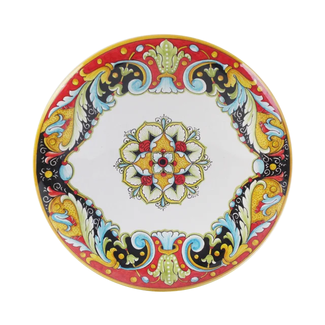 Handmade Wall Pottery Plate Decorative Geometric Flower Style Ceramic