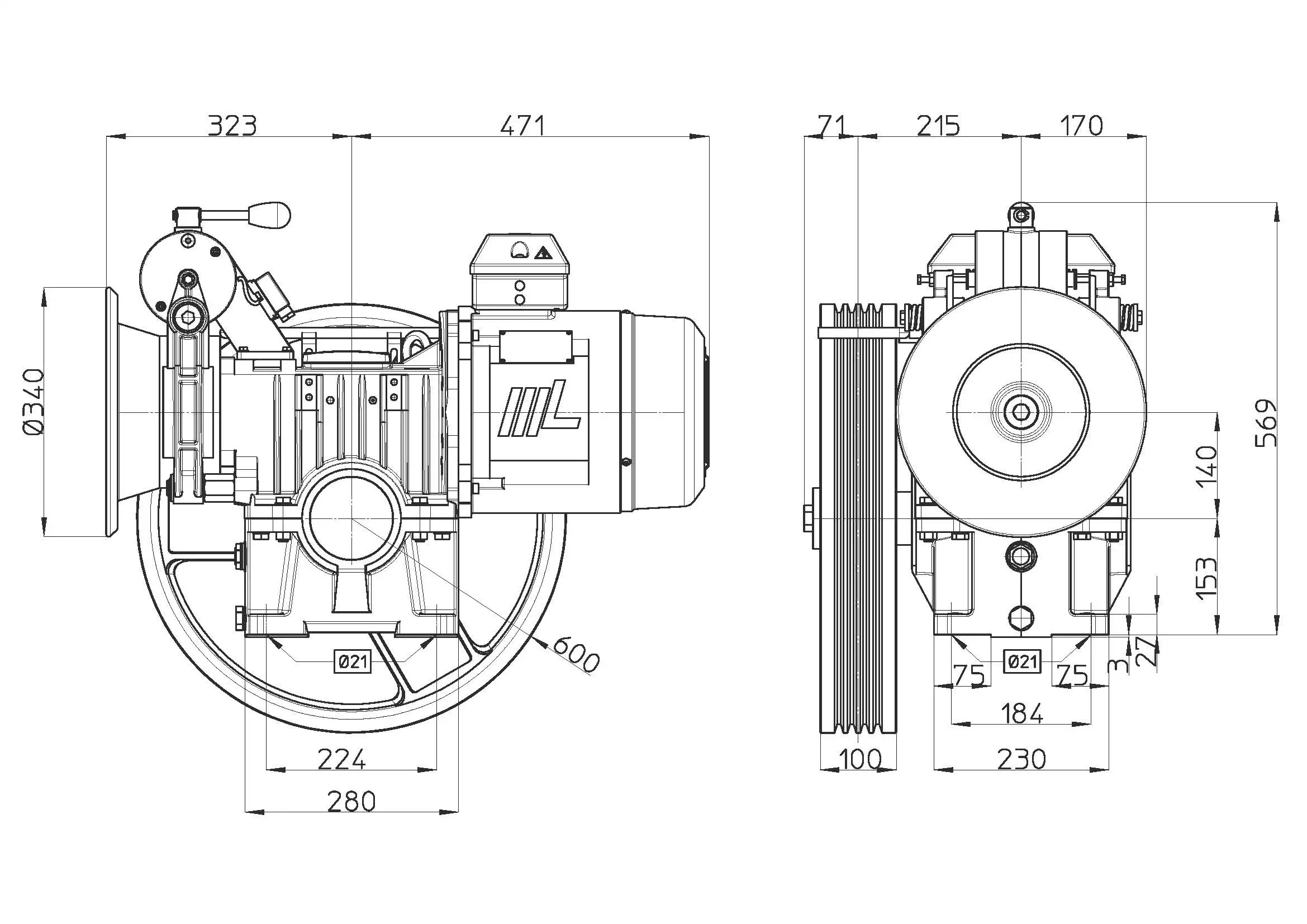Traction Machine Hw140c Electric Motor Gearbox For Elevators Made In
