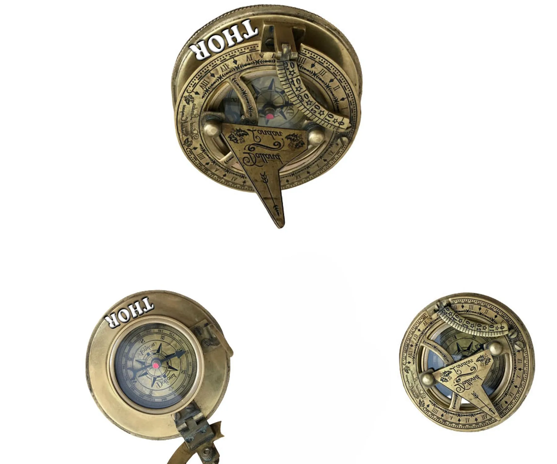 Nautical Antique Brass Dollond London Sundial Compass Collectibles Item 