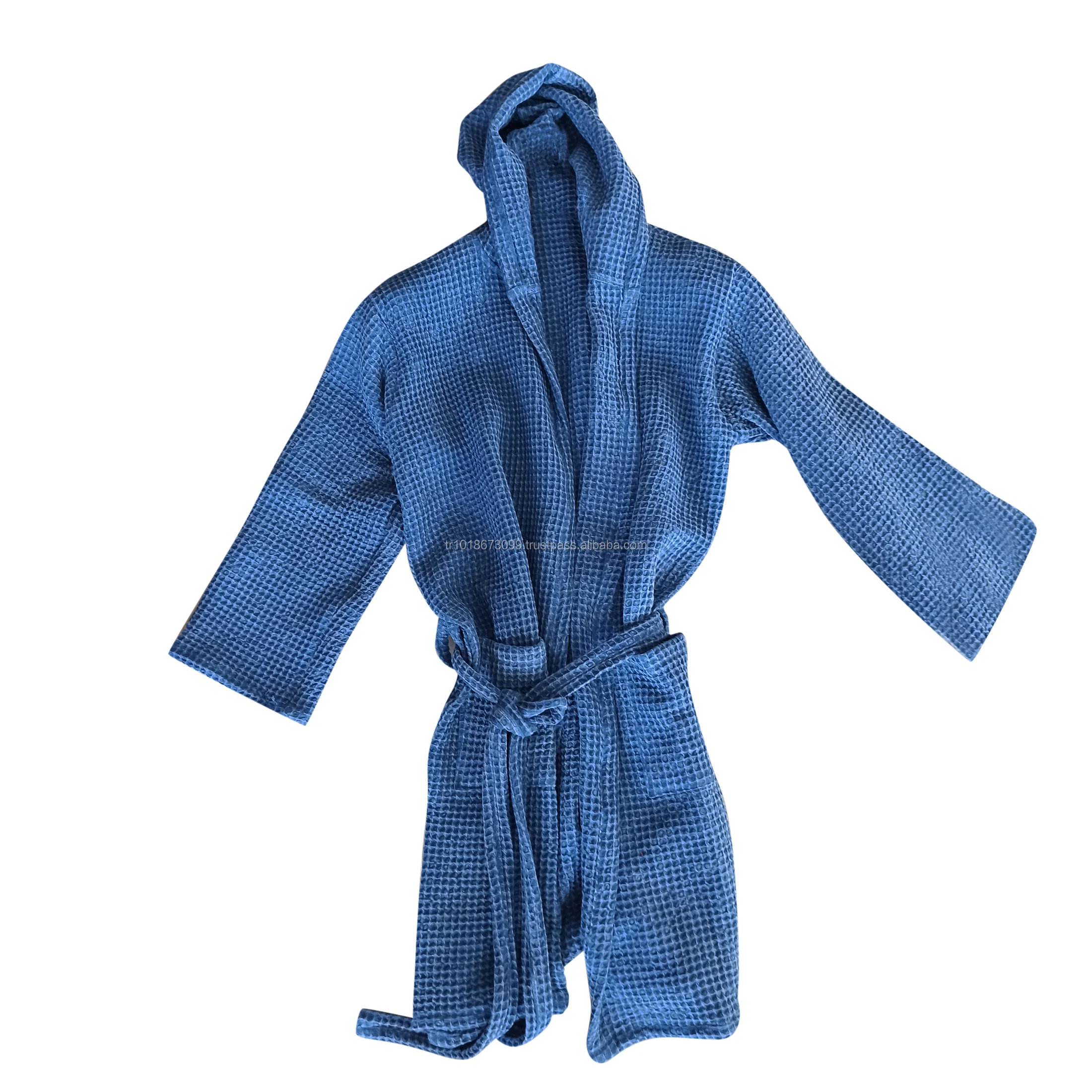 Black Waffle Robe,Women And Mens Cotton Bathrobe Made In Turkey