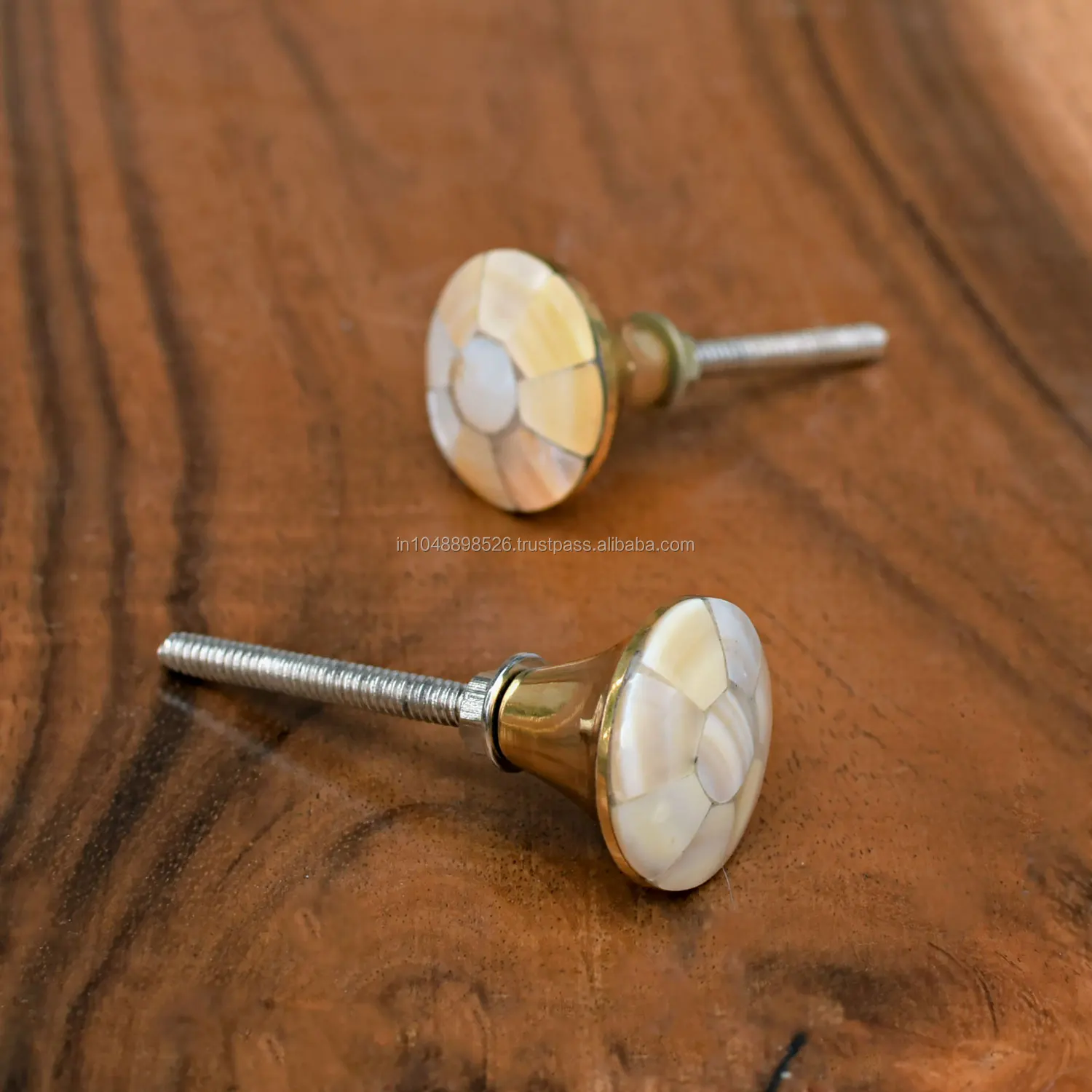 Solid Brass Mother Of Pearl Inlay Drawer Knobs Cupboard Door