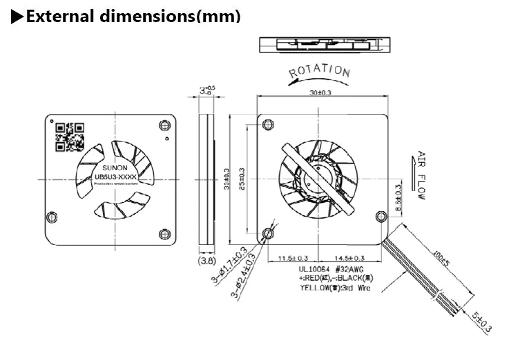 Micro Centrifugal Brushless Blower, SUNON, 3003, 30x3, 30mm - detail 2