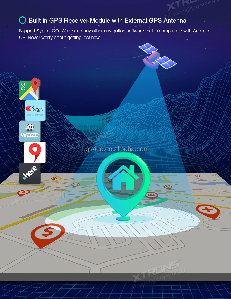 Xtrons 6.2" Auto Radio 2 Din Android Car Gps Bluetooth Wifi,Double