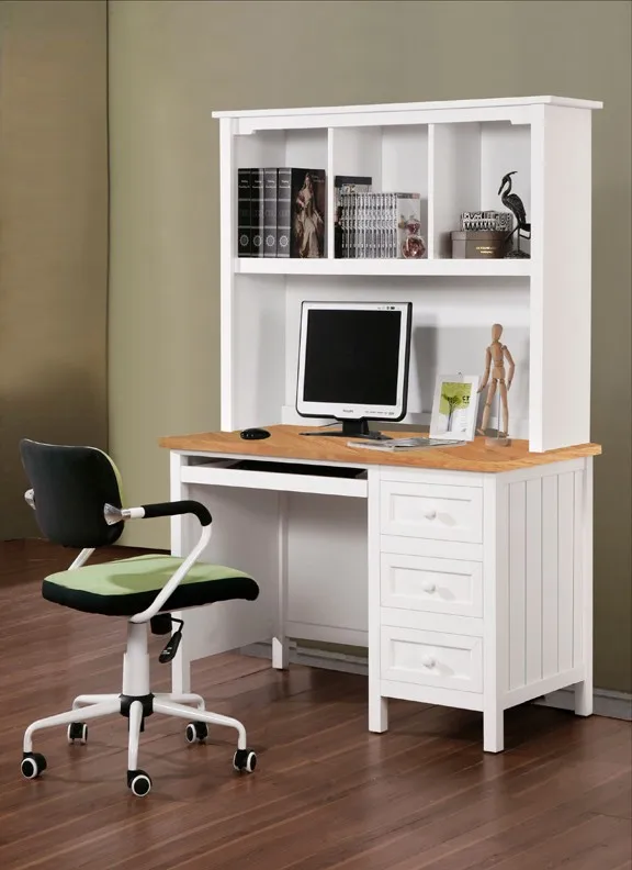 Durable Study Desk For Kids And Student With Bookcase Hutch White