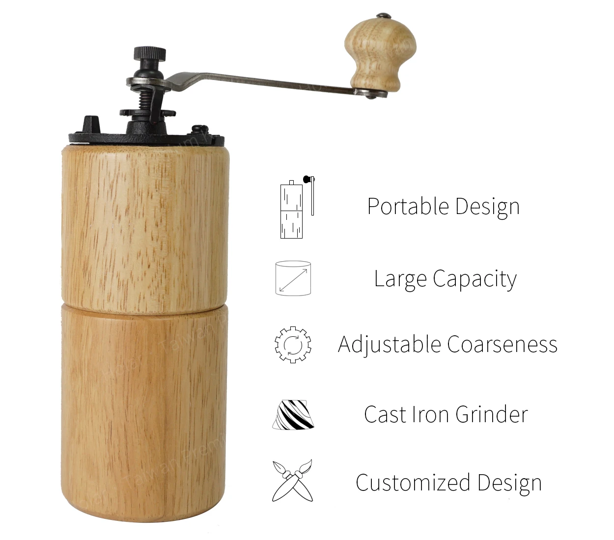 [holar] Taiwan Made Best Wooden Portable Manual Coffee Grinder With