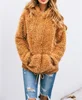 Wholesale women's winter street style plain teddy fleece pull over hoodies with front pocket