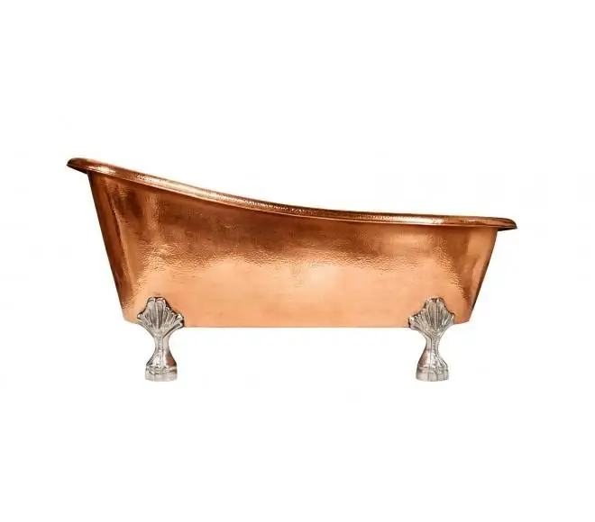 Latest Hammered Free Standing Clawfoot Copper Bathtub Single Slipper