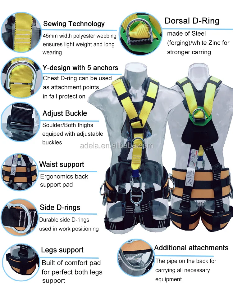 Taiwan ADELA CE Certified climbing safety harness