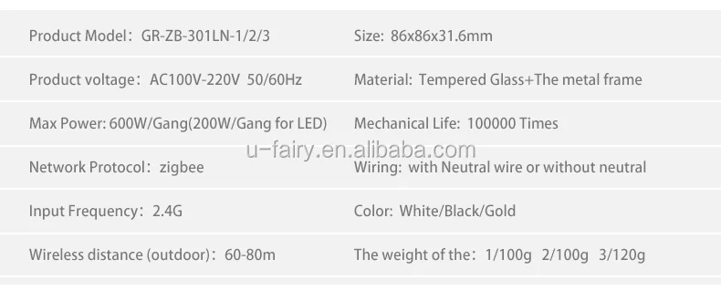 Tuya Smart Home Lighting ZigBee US standard 3 gang Neutral &Live Touch Dimmer Switch - ANKUX.COM