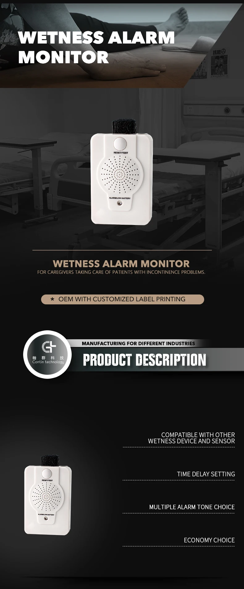 Oem Moisture Sensing Incontinence Detection Senior Elderly Care