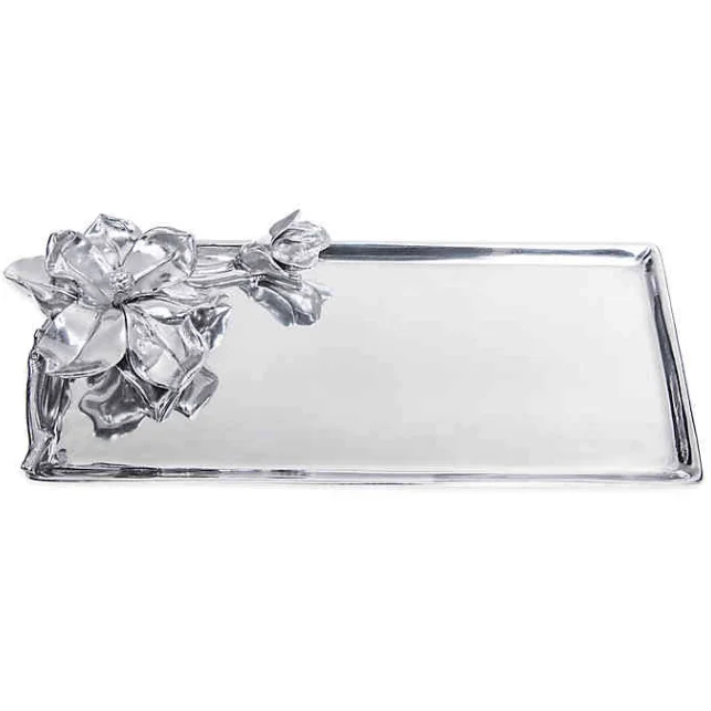 Wholesale Custom Decorative White Marble Tray With Hammered Corners