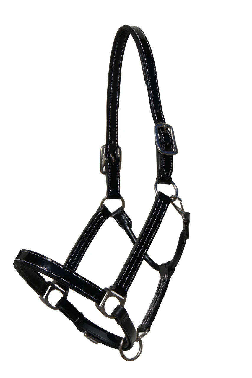 Top Quality Patent Italian Leather Headcollar Anatomic Horse Halter
